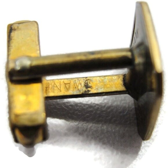 Vintage Signed Swank 1/20 12KGF Cufflinks Small Square Etched Lines Tuxedo Shirt - Picture 8 of 12